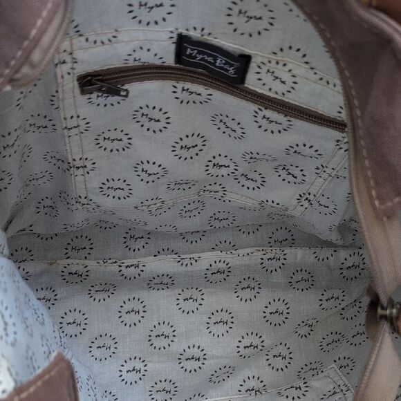 Myra Bag Upcycled Cotton & Cowhide Large Tote - Picture 8 of 12